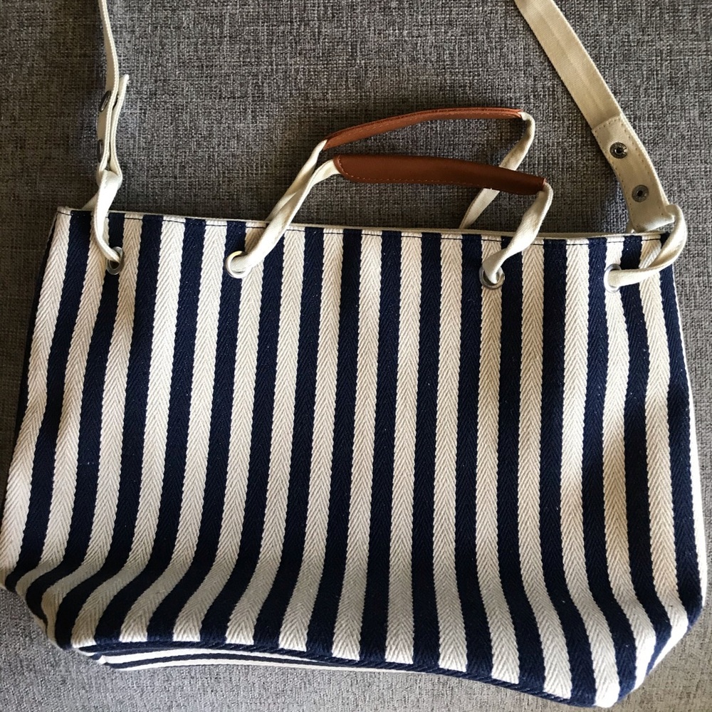 Navy Blue and Cream Canvas bag